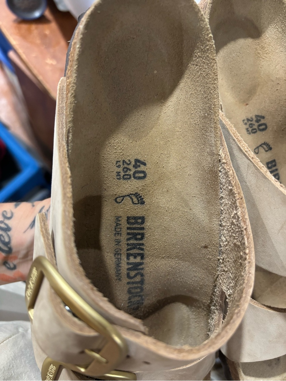 Birkenstock New w/o Box Arizona Big Buckle Sandcastle Nubuck Regular -size 40 - Picture 4 of 6